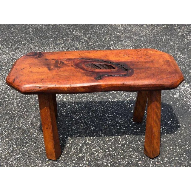 Mid-Century Modern live edge bench or table. We think this may be made of black walnut. Very nice design and easy size to...