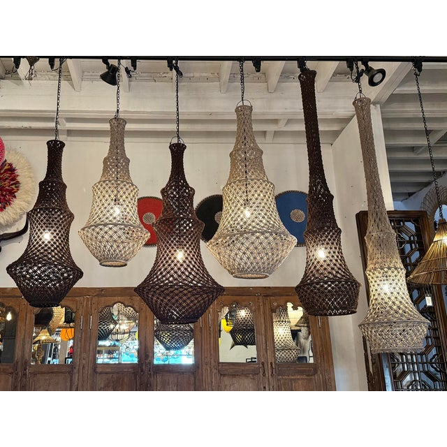 Chocolate Macrame Margo Boho Pendant Light Medium For Sale - Image 9 of 9