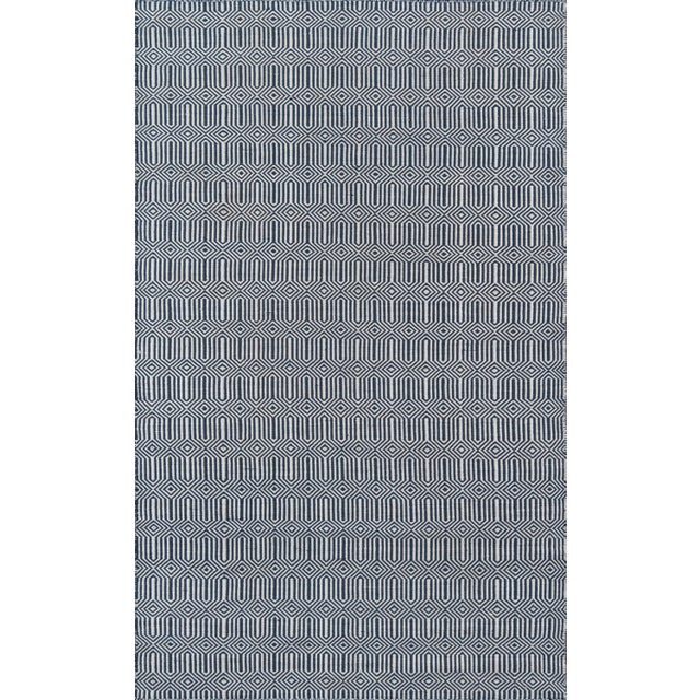 Erin Gates by Momeni Newton Holden Navy Hand Woven Recycled Plastic Indoor Outdoor Rug 9' X 12' For Sale