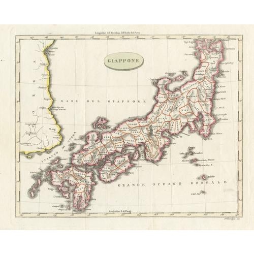 Antique Map of Japan with Coast of Korea by Barbiellini, 1807 For Sale - Image 10 of 10