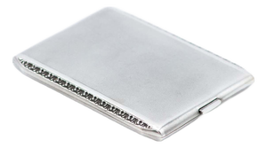 Brushed Silver Cigarette Case with Strips