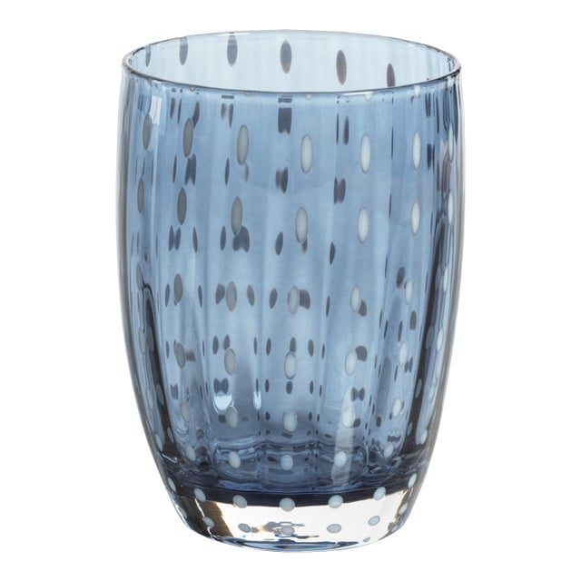 Portofino Navy Blue & White Dot Tumbler- Set of 4 For Sale