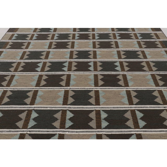 Rug & Kilim Rug & Kilim’s Scandinavian-Inspired Rug, Beige-Brown and Blue Geometric Patterns For Sale - Image 4 of 10