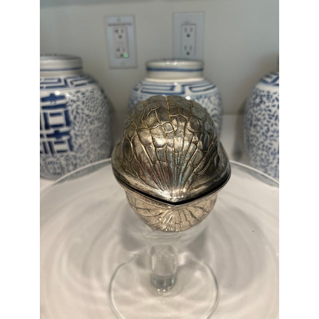 Vintage 1970s f.b. Rogers Silverplate Walnut Form Trinket Box For Sale - Image 4 of 7