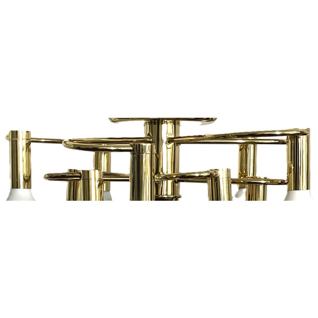 Mid-Century Modern Space Age 10-Light Brass Ceiling Lamp by Honsel Leuchten for Sölken Leuchten, Germany, 1970s For Sale - Image 6 of 18
