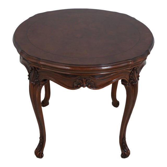 Karges French Walnut Round Lamp Table For Sale