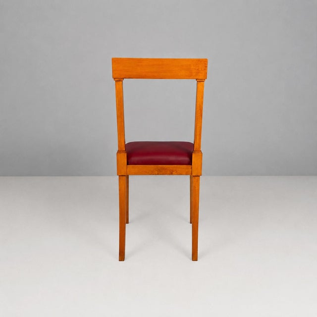Mid-Century Modern Italian Wooden Chairs with Burgundy Sky, 1940s, Set of 6 For Sale - Image 4 of 15