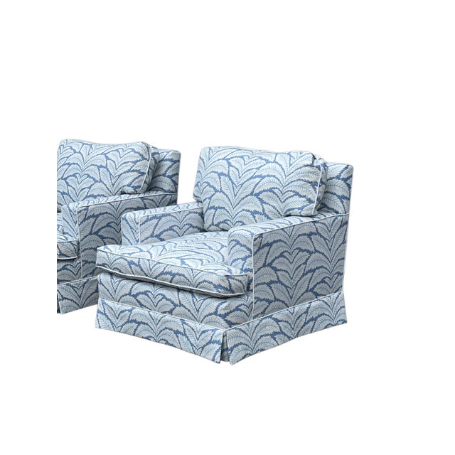 Pair of Baker Furniture Company Club Chairs in Brunschwig & Fils For Sale - Image 13 of 18