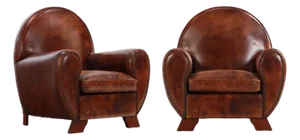 Pair of Dutch Art Deco Leather Club Chairs, 20th Century