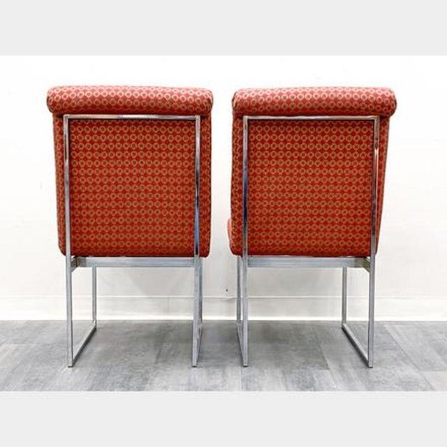 Modern Set 6 Chrome & Upholstered Baughman Style Dining Chairs For Sale - Image 10 of 12