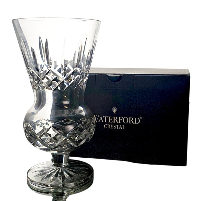 Victorian Waterford Lismore Thistle Irish Lead Crystal Vase With Box 7" For Sale - Image 3 of 18