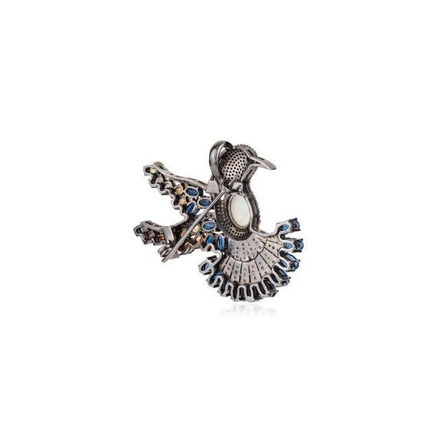Caratandher Bird Motif Brooch Pendant in Opal, Ruby, Sapphire & Diamond – 5.35ct For Sale - Image 10 of 13