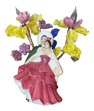 Mid-Century Modern Ceramic Flamenco Dancer Table Lamp With Floral Details