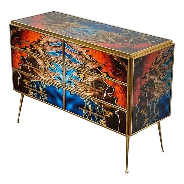 Dresser with Six Multicolored Glass Drawers, 1980s For Sale - Image 4 of 10