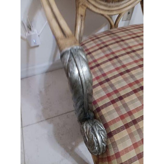 Vintage Bamboo Rattan Dining Armchair Metal Accents Set of 4 For Sale - Image 10 of 14
