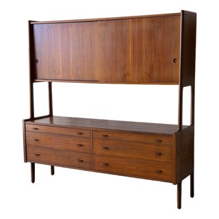 In Style of Hans Wegner Ry Møbler Large Teak Credenza With Hutch Danish Mid-Century Modern 1960s For Sale