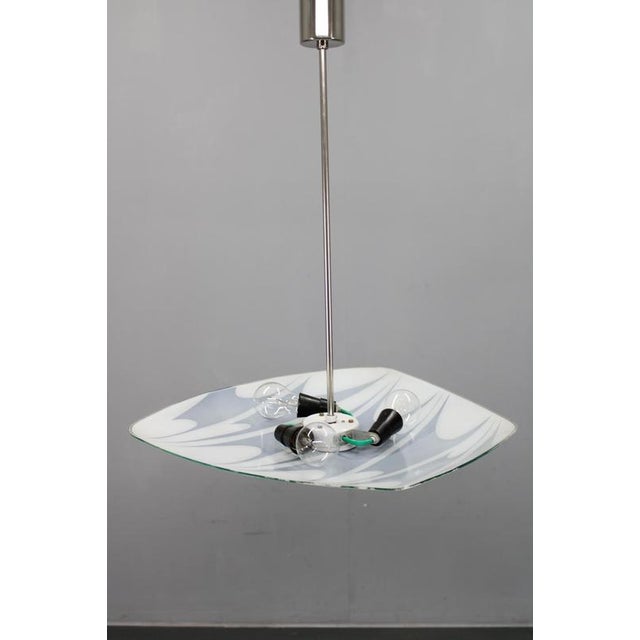 Mid-Century Glass and Chrome Pendant Lamp, Czech, 1960s For Sale - Image 4 of 9