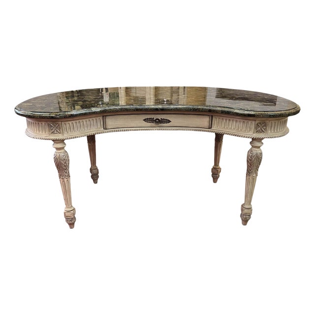 Louis XVI Style Writing Desk With Pietra Dura Stone Top For Sale