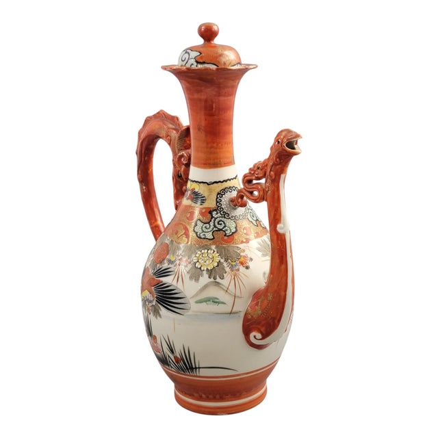 Japanese Kutani Porcelain Dragon and Phoenix Ewer For Sale - Image 5 of 14