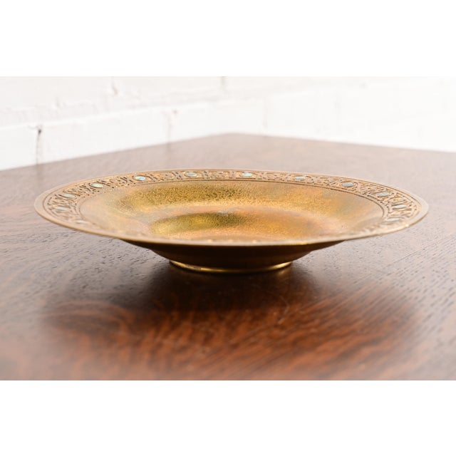Tiffany Studios Tiffany Studios New York Bronze Doré Bowl With Abalone Inlay For Sale - Image 4 of 10