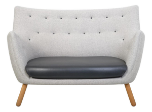 Poet Sofa in Grey Fabric and Black Leather by Finn Juhl, 2020