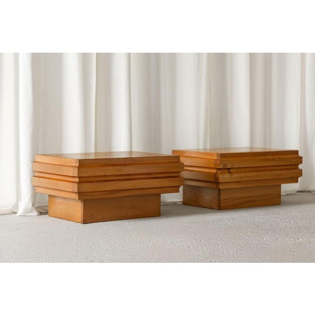 Nice pair of night cabinets designed by Ronald Haeusler and manufactured by Maison Regain, France 1970s. This elegant pair...
