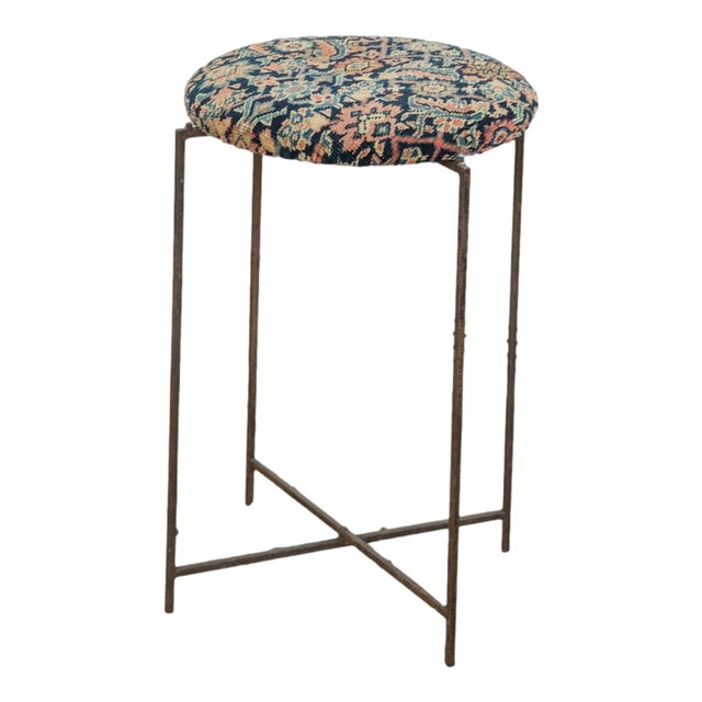 Reclaimed Antique Rug Fragment Side Table Stand 6 of 7 For Sale