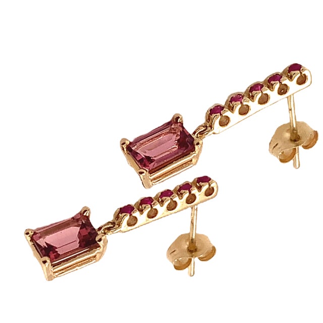 Rubellite Tourmaline Ruby Earrings 14k Gold 1.25 TCW Certified For Sale In New York - Image 6 of 18