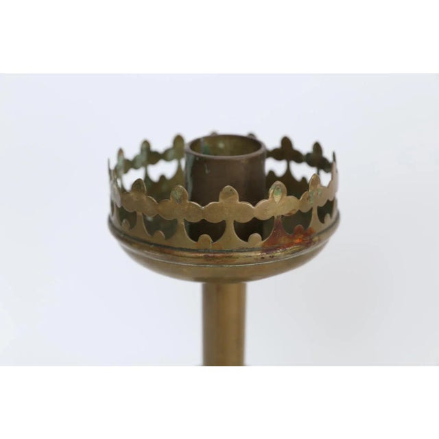 Brass Antique French Gilt Brass Altar Candlesticks - Set of 3 For Sale - Image 8 of 11