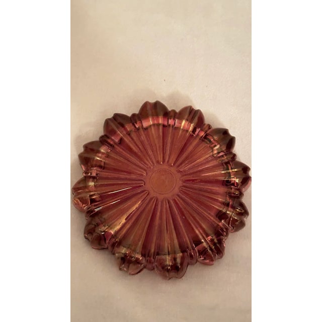 Vintage Cranberry Carnival Glass Ashtray Flash Coloring. Whether using as intended (ashtray) or repurposing to a trinket...