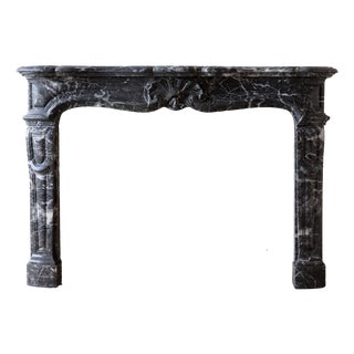 Antique French Louis XIV Style Fireplace in Gris des Pyrénées Marble For Sale