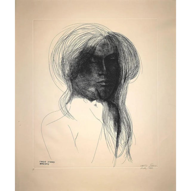Emilio Greco, Inizio D'anno, Etching, 1973 For Sale - Image 4 of 4