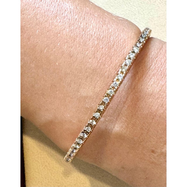 5 Pointer Each, 3.5 Ct Eternity 18 Kt Gold & Diamond Stretchable Bangle, Italy For Sale - Image 11 of 18