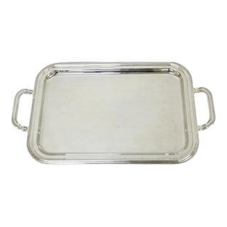 Late 20th Century Contemporary Modern Landes Silver Plated Rectangular Bar Serving Platter Tray For Sale