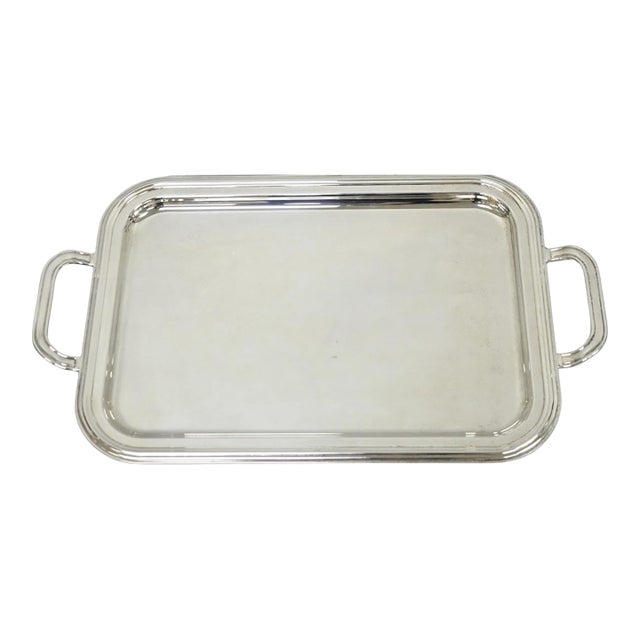 Late 20th Century Contemporary Modern Landes Silver Plated Rectangular Bar Serving Platter Tray For Sale