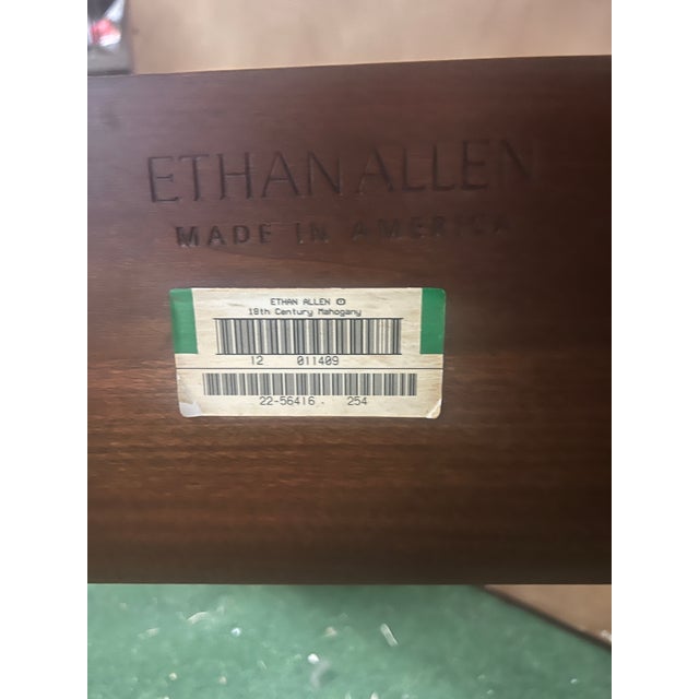Chippendale Ethan Allen 18th Century Collection Banded Mahogany King Size Four Poster Bed For Sale - Image 3 of 14