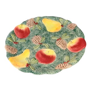 Vintage 1991 Fitz & Floyd Woodland Fruit Majolica Platter For Sale