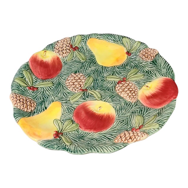 Vintage 1991 Fitz & Floyd Woodland Fruit Majolica Platter For Sale