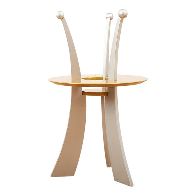 Silver Metallic Orchid Wood Frame Side Table by Massimo Morozzi for Archizoom, 1980s For Sale