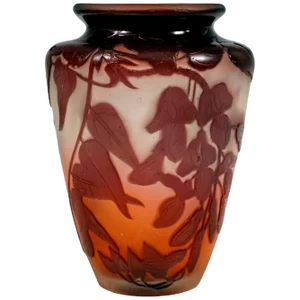 Art Nouveau Style Cameo Vase with Sweet Pea Decor from Emile Gallé, Nancy, France