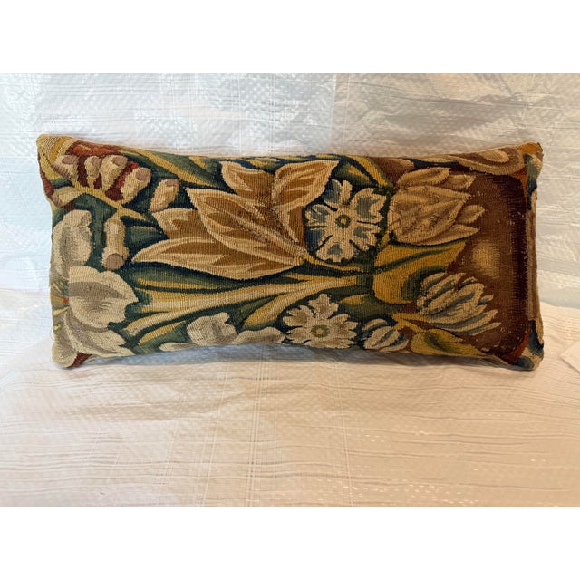 This exceptional decorative pillow has been crafted from an authentic 16th century Brussels tapestry fragment, showcasing...