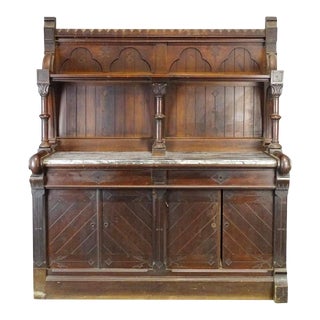 19th Century Mahogany Marble Top Victorian Server For Sale