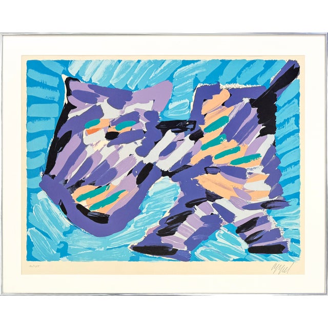 Karel Appel, Walking Cat (Framed Hand Signed Lithograph) For Sale