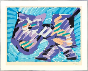 Karel Appel, Walking Cat (Framed Hand Signed Lithograph)