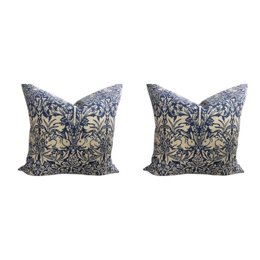 William Morris Brer Rabbit In Indigo Off White Pillows A
