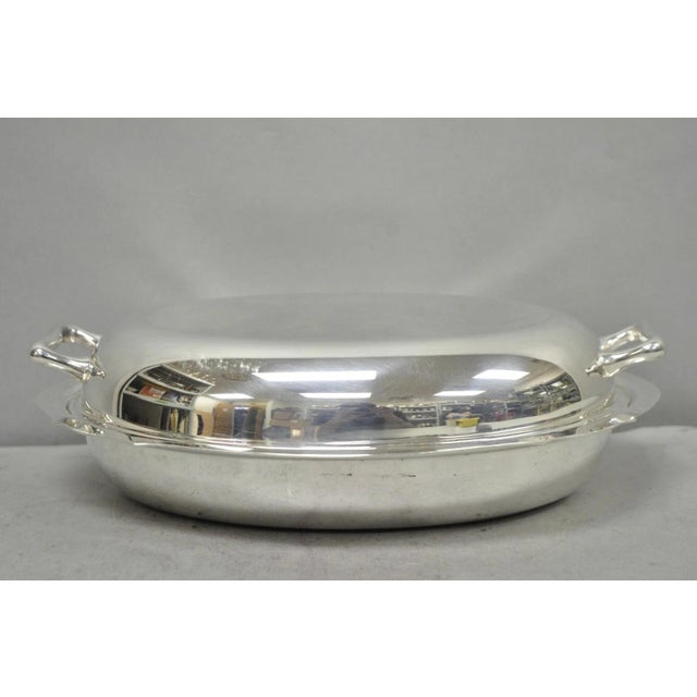 Modern Vintage Towle 4046 Silver Plated Oval Covered Vegetable Serving Dish Platter For Sale - Image 3 of 13