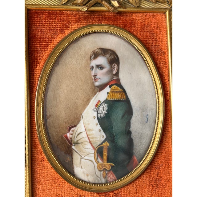 Antique Napoleon Miniature Portrait in Empire Style Ormolu Frame, Signed For Sale - Image 12 of 18