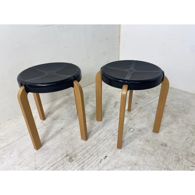 Set of 2 vintage Scandinavian Style stools, 1970s. Made by Kembo. This piece has an attribution mark, I am sure that it is...