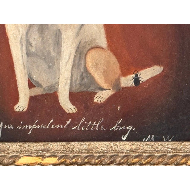Realism Oil on Board, a Little Dog and a Bug,19th Century For Sale - Image 3 of 4
