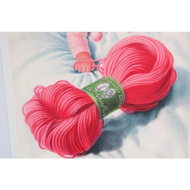 Vintage Poster Swiss Schaffhauser Wolle Wool Yarn Knitting 1935 For Sale - Image 9 of 12